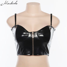 Load image into Gallery viewer, Black PU Leather Zipper Camis