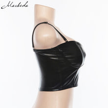 Load image into Gallery viewer, Black PU Leather Zipper Camis