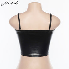 Load image into Gallery viewer, Black PU Leather Zipper Camis