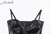 Load image into Gallery viewer, Black PU Leather Zipper Camis